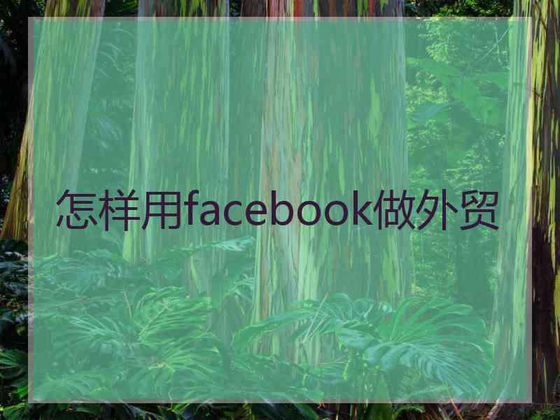 怎样用facebook做外贸