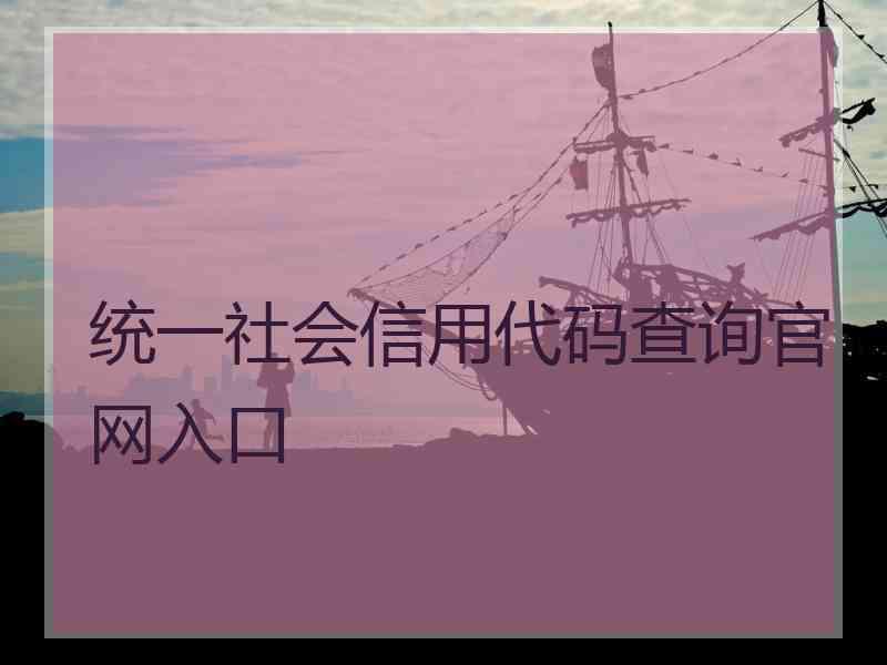 统一社会信用代码查询官网入口