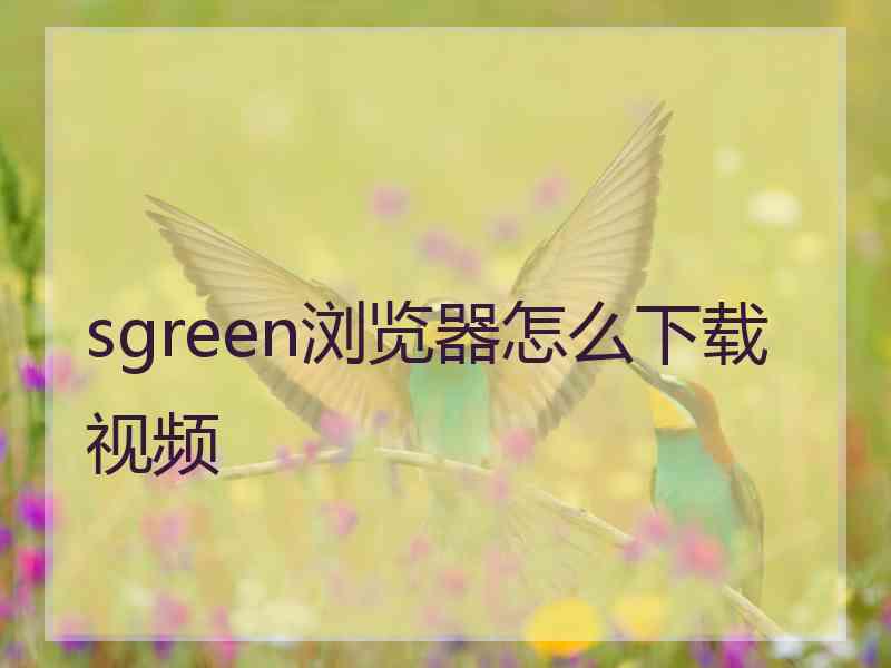 sgreen浏览器怎么下载视频