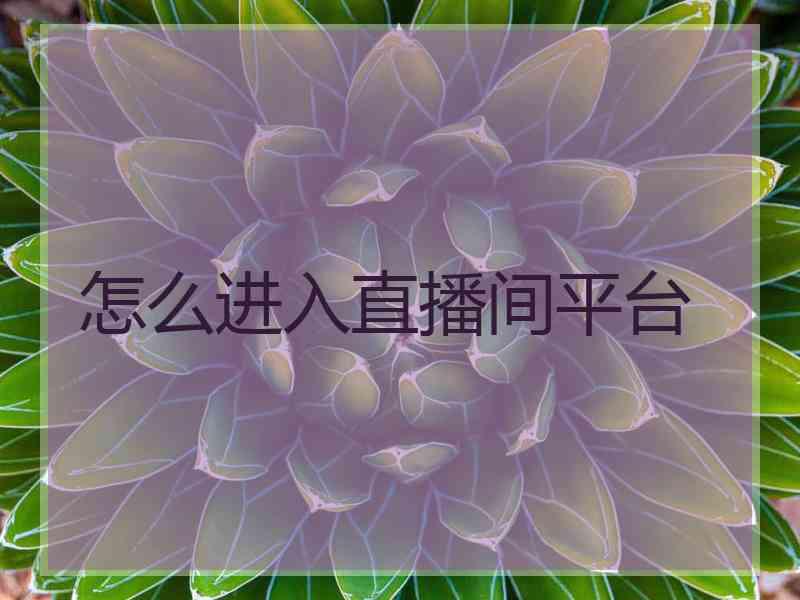 怎么进入直播间平台