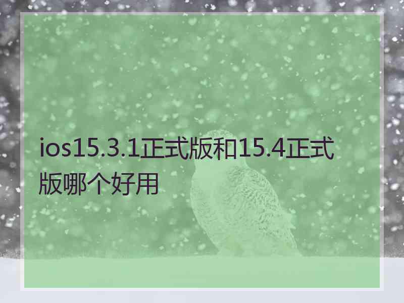 ios15.3.1正式版和15.4正式版哪个好用