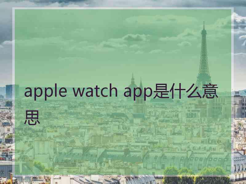 apple watch app是什么意思